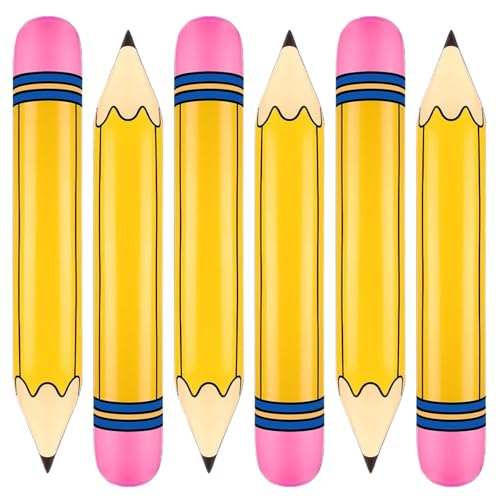 AOpghY 6pcs aufblasbarer Bleistift, PVC -Bleistiftballons 26,7 gelber Giantstift, zurück in die Schule aufblasbare Abschlussfeier für Schulfoto Requisite Yard Vorräte von AOpghY