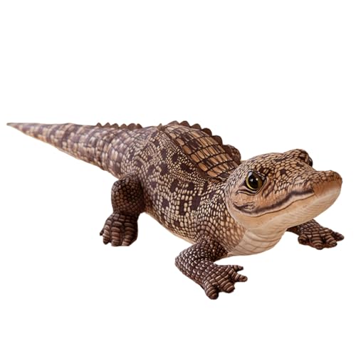 AOpghY Alligator-Plüschtier, 99,1 cm, lebensechtes Krokodil-Plüschtier mit kurzen Gliedmaßen, mit Baumwolle ausgestopftes, kuscheliges Alligator-Plüschtier, braune Stofftiere und Plüschspielzeug von AOpghY