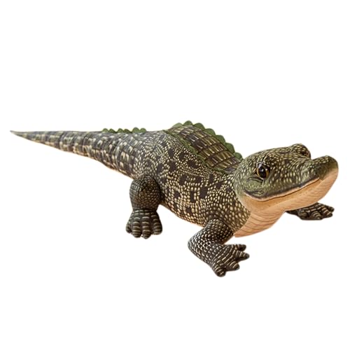 AOpghY Alligator-Plüschtier, 99,1 cm, lebensechtes Krokodil-Plüschtier mit kurzen Gliedmaßen, mit Baumwolle ausgestopftes, kuscheliges Alligator-Plüschtier, grüne Stofftiere und Plüschspielzeug von AOpghY