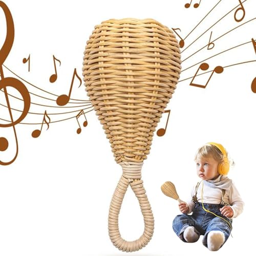 AOpghY Baby Rasselspielzeug 3.2x8.3 '' handgewebte klingende Rattan-Baby-Rassel leicht zu greifen pädagogische Rassel Geschenk für Babypartys & Geburtstage Baby Rassel von AOpghY