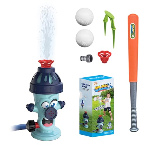 AOpghY Baseball Sprinkler Plastikkinder Hydrant Sprinkler mit Fledermaus und 2 Baseballs an Gartenschlauch Spritzer Spaß Wasser Sprinkler Spielzeug Baseballsprinkler von AOpghY