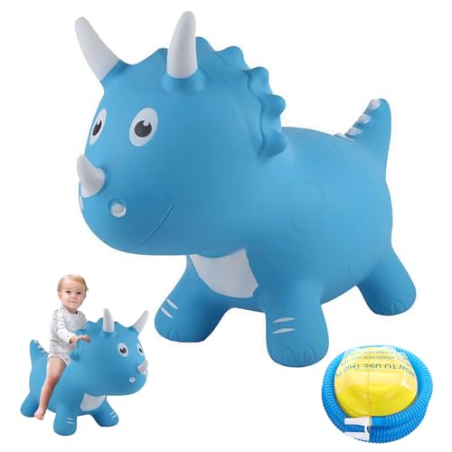 AOpghY Bouncy Horse für Kleinkinder entzückende süße PVC springen stabiles aufblasbares Pferd mit Pumpen 200 kg Gewichtskapazität Blaues Dinosaurierspielzeug & Spiele von AOpghY