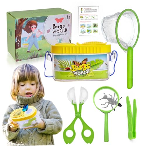 AOpghY Butterfly Catcher Kit für Kinder 6pcs/Set Butterfly Catching Kit Critter Keeper Butterfly House Habitat mit Lupe, Pinzetten, Cather, Netz ＆ Guide Style 1 Butterfly Catcher Kit von AOpghY