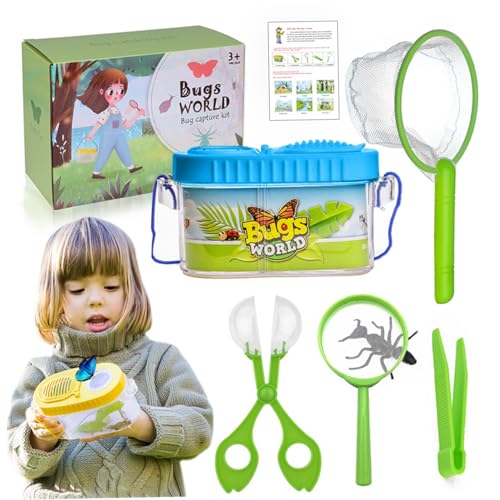 AOpghY Butterfly Catcher Kit für Kinder 6pcs/Set Butterfly Catching Kit Critter Keeper Butterfly House Habitat mit Lupe, Pinzetten, Kather, Netz ＆ Guide Style 2 Butterfly Catcher Kit von AOpghY