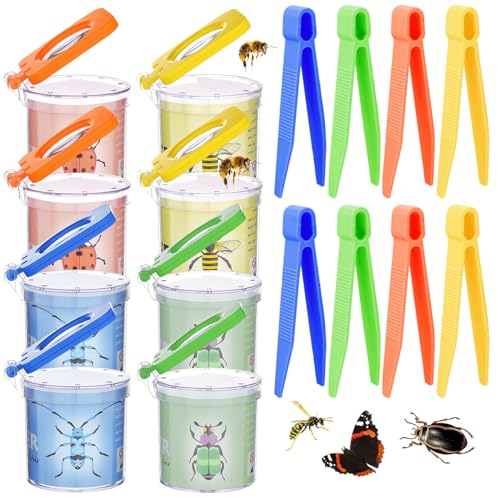 AOpghY Butterfly Catcher für Kinder 8 Sets transparentes Beobachtung Schmetterlings -Kit mit Lupe -Glas -Bildung im Freien für Naturexplorationsfänger mit Vergrößerung. von AOpghY