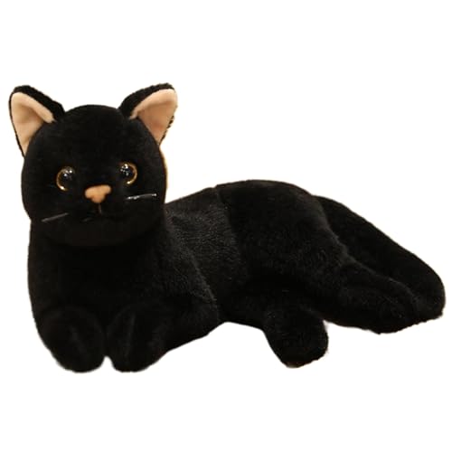 AOpghY Cat Plush 12in Simulation Katzengefüllte Tiere süße realistische Katze mit Langer Schwanzkatze Schwarzkatze Dekor für Sofa, Bett, Couch Katze Plüsch von AOpghY