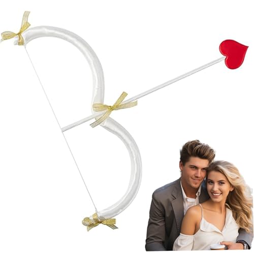 AOpghY Cupid Bow und Pfeilset 17,72 Zoll Herz Form niedliche Valentinstag Cupid Bow Cupid Kostüm für Cosplay -Weihnachtsfotografie, weißer Amorbon und Pfeilset von AOpghY