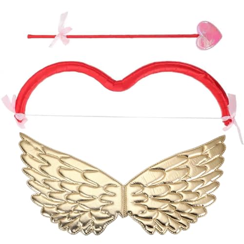 AOpghY Cupid Bow und Pfeilset mit Flügel entzückender und Romantisches Cupid-Kostüm für Männer Frauen Cupid Accessoires Neuheit Dress-up Vorräte von AOpghY