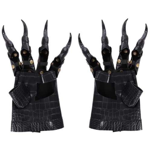 AOpghY Drachenklauenhandschuhe 1 Paar Gothic und Punk schreckliche Halloween -Klauenhandschuhe kostenlose Größe Leder Schwarze Halloween -Handschuhe für Cosplay, Dress Up Masquerade Dress endet von AOpghY