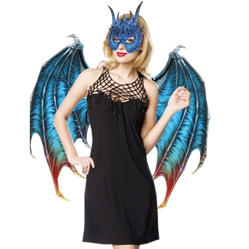 AOpghY Dragon Kostüm Dragon Maske mit Horn & Flügel -Set, Pu Foam Halloween Kostüme Unisex One Size Halloween Dragon Cosplay -Set Dress Up und Tat Goodes von AOpghY