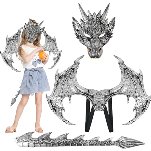 AOpghY Dragon Kostüm für Kinder Halloween Dragon Kostüm mit Dragon Maske, Dragon Tail & Dragon Flügel Gummi Drache Dragon Cosplay Dress Up und tat vor, Waren zu tun von AOpghY