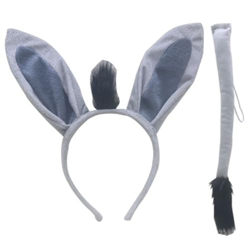 AOpghY Eselkostüm 2pcs Set, entzückende Halloween -Kostüme mit Stirnband, einstellbarem DIY -Schwanz, Stichbindung Animalcostumes Festliche Masquerade -Kleidermaterial von AOpghY