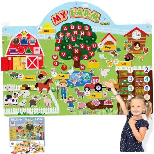 AOpghY Farm Felt Story Board setzt 32 x 27 Große Nutztiere Filz Board für Kleinkinder Vorschulpädagogik Bildungswandaktivität Board Farm Spielzeug Neuheiten Dress-up Vorräte von AOpghY