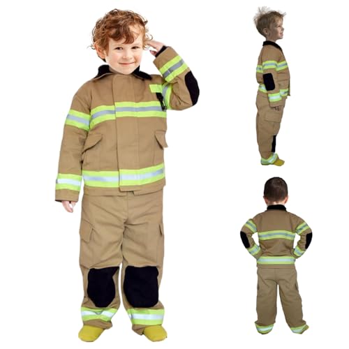 AOpghY Feuerwehrkostüm für Kinder tun das Spiel Rollenspiele Fireman Kostüm für Jungen umfasst Top- und Hose -Kinder -Kostüme, M -Urlaubskostüme und Dress -up -Vorräte von AOpghY