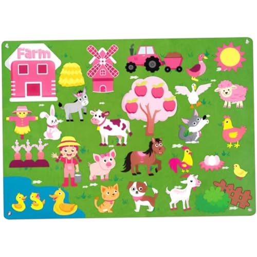 AOpghY Filz-Geschichtentafel mit Bauernhof-Motiv, 41 x 29,5 Zoll, Filztafel für Kleinkinder mit Öse, pädagogische, fantasievolle Cartoon-Filztafel, Filz-Geschichtentafel von AOpghY