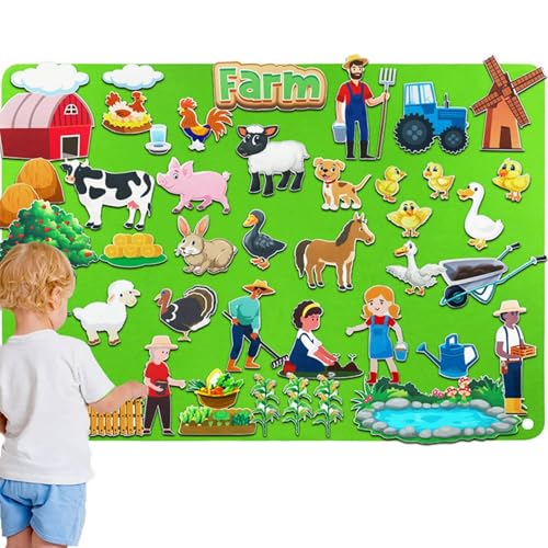 AOpghY Filz Story Board Farm-Themen 41 x 29,5 Zoll Filz Board für Kleinkinder Bildungsfomplizierte Cartoon Felt Board Felt Hory Story Board von AOpghY