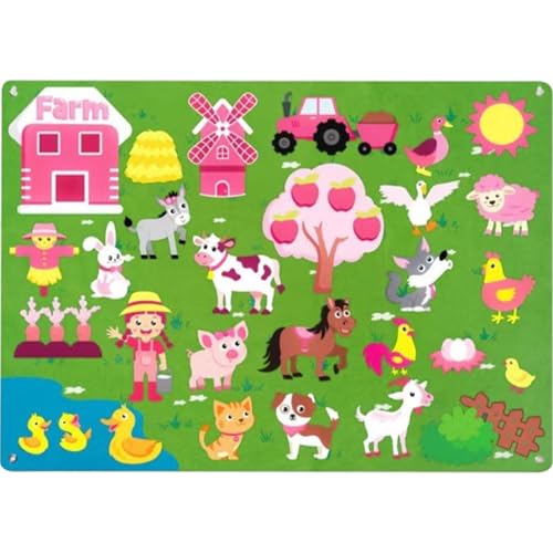 AOpghY Filz Story Board Farm-Themen 41 x 29,5 Zoll Filzboard für Kleinkinder mit telefonisch pädagogischen fantasievollen Cartoon Felt Board Kinderspielzeug von AOpghY