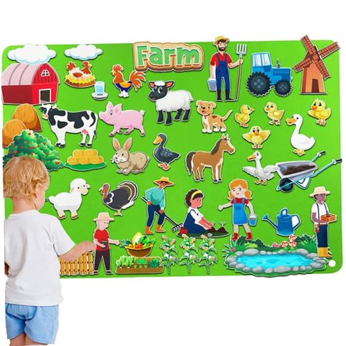 AOpghY Filz Story Board Farm-Themen 41 x 29,5 Zoll Filzboard für Kleinkinder pädagogische fantasievolle Cartoon Felt Board Novelty Dress-up Supplies von AOpghY