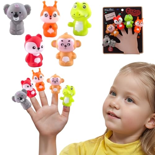 AOpghY Fingerpuppen, 5pcs 5 Stile süße Tierpuppenpuppen, PVC Interaktive Fingerpuppen für Kinder im Alter von 3 bis 5 Jahren, Partybeschäftigung Goodie Bag Füllstoffe Puppen für Kinder von AOpghY