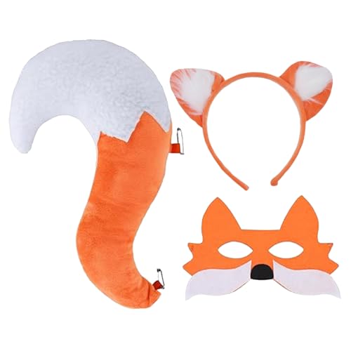 AOpghY Fox -Kostüm, 3pcs/Set Fox Ohrs und Schwanzset mit Fox Maske, lustiges Tierkostüm für Halloween -Weihnachtskleid -Kostümparty -Vorräte tun und Dress up -Vorräte von AOpghY