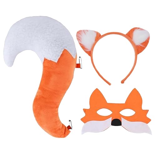 AOpghY Fox -Kostüm, 3pcs/Set Fox Ohrs und Schwanzset mit Fox -Maske, lustiges tragbares Tierkostüm für Halloween -Weihnachtskleid -Kostüme Fox -Kostüm von AOpghY