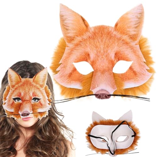 AOpghY Fox Maske, 6,7x6.7 Therianische Maske mit Gummiband, atmungsaktive Tiermasken für Erwachsene Kinder, tragbares Fuchskostüm Maskerade Dress endet von AOpghY