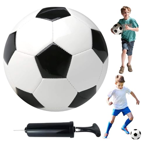 AOpghY Fußballgröße 3 PU Schwarz -Weiß -Kinder Fußball mit manuellem Inflator tragbarer Ersatzfußball für Training, Spielen, Spiele Fußballgröße von AOpghY