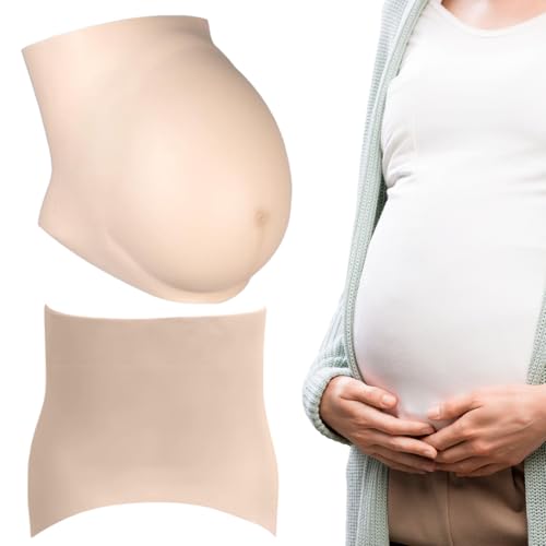 AOpghY Gefälschter Schwangerschaftsbauch, 4–6 Monate, gefälschter Schwangerschaftsbauch, realistischer Silikon-künstlicher Babybauch, Hautberührung, schwangerer Bauch-Bodysuit, Elfenbeinweiß von AOpghY