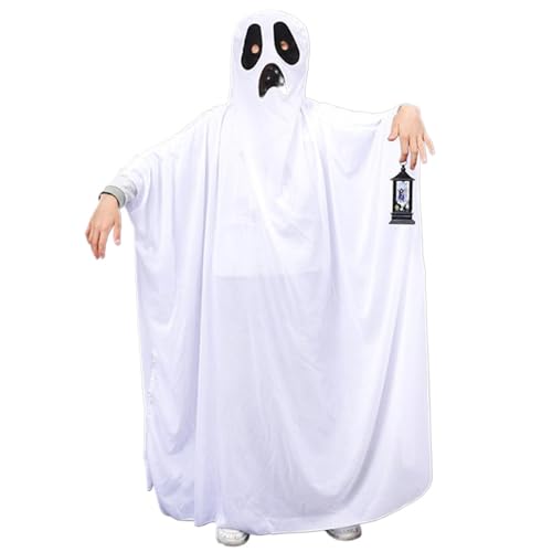 AOpghY Ghost Costum, 62,99 Zoll gruseliges Ghost Face Kostüm, weiches, atmungsaktives Geisterkostüm für Kinder Erwachsene, Halloween Kostüme Festliche Maskerade Dress endet von AOpghY