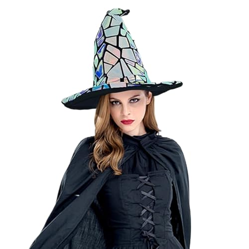 AOpghY Halloween Witch Hut, Cyber ​​Punk-Zaubererhut mit farbenfrohen Pailletten, Hexenhüte mit innerem Futter, 15x15 Zoll Hexe Kostüm Neuheit Kleidungsstücke von AOpghY