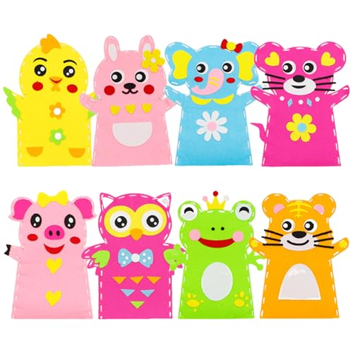 AOpghY Handpuppen, 8pcs süße Tierhandpuppen, emotionales Glück Finger Hände, Cartoon Stoff Handpuppen für Erwachsene & Kinder, DIY tun vor, Freizeitspielzeug zu Spielen von AOpghY