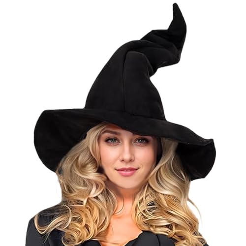 AOpghY Hexenhüte für Frauen 17 Zoll gemütliches Halloween -Hut Schwarzfestes Hut mit Anpassungsseil -Cosplay -Accessoires für Halloween -Kostüme, Schwarze Maskerade -Dress -up -Vorräte von AOpghY