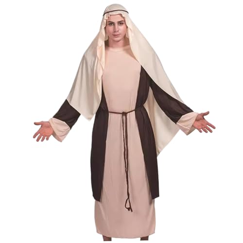 AOpghY Jesus Kostüm, weich atmungsaktive Jesus Kostüm Erwachsene umfasst Jesus Robe, Gürtel und Kopfstücke, religiöse biblische Kostüme Neuheit Dress-up Vorräte von AOpghY