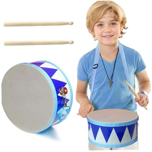 AOpghY Kids Drum Set, 8 Blaue Holztrommeln, Bildungsbaby Drumspielzeug mit einstellbarem Riemen und 2 Drumsticks für Kinder über 3 Jahre Geschenk Kinderunterhaltungsprodukte von AOpghY