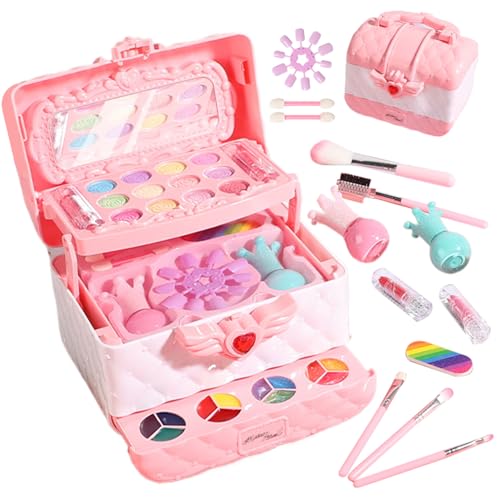 AOpghY Kids Make-up Kit Waschbares kosmetisches Make-up-Kit, sichere und ungiftige kleine Mädchen-Make-up-Set für das Alter von 4 bis 6 Jahren Kindergeschenk, Style 1 Cosplay Party Supplies von AOpghY