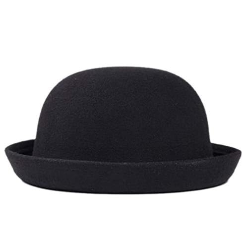 AOpghY Kinder Bowler Hat Trendy formelles Rundhut mit gerolltem Rand Easy Matching Unisex Feel Black Fedora Hut für täglich von AOpghY