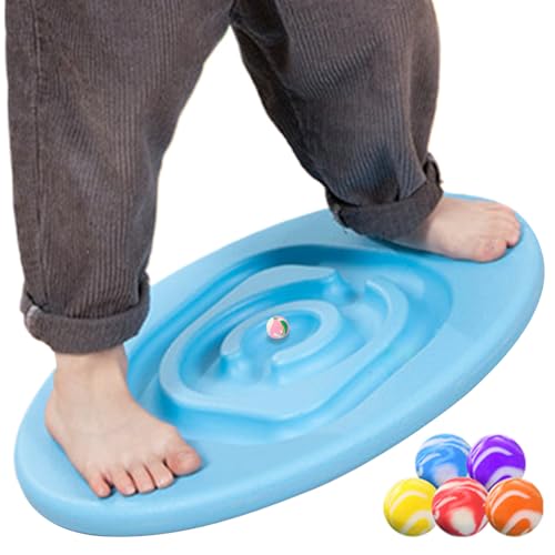 AOpghY Kinderbalanced Board mit 5 Bällen 30 ° PE Balance Board Hochleistungs -Rocking -Board -Eierform glattes Entwicklungstraining 11,8x14.2in, Blauspielzeug & Spiele von AOpghY