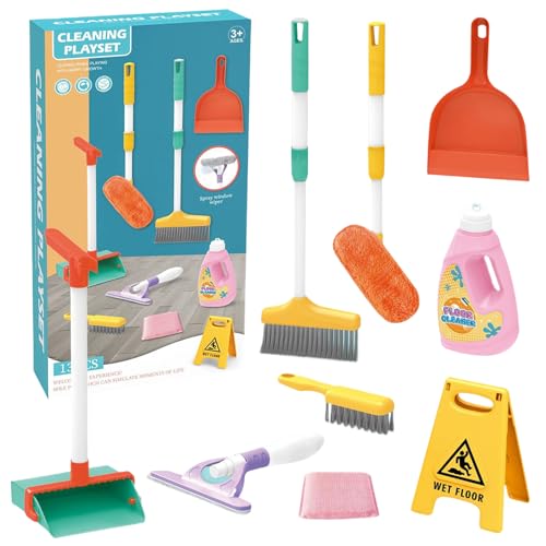 Kinderreinigungsset (13pcs) Simulation Plastikkinder Reinigungsset tun Täuschung Spiele Housekeeping Kleinkind Reinigungsset Bildungsreinigungsset für Kinder 3+ Kinderspielzeug Vorräte von AOpghY