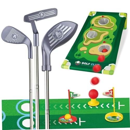 AOpghY Kleinkind Golf Set Garden Plastik Kids Golf Set mit Golfmatte 3 Golf Tee 9 Bälle 3 Übungslöcher 3 Golfschläger Outdoor Indoor Golfspiele Kleinkind Golfspielzeug von AOpghY