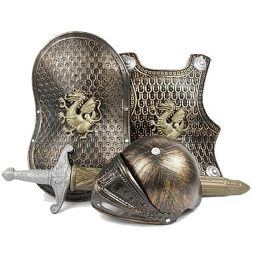 AOpghY Knight Costume Kids 4pcs/Set Dragon Muster mittelalterliche Ritterpanzerung umfasst Helm, Schild, Schwert und Körperpanzer Urlaub Kostüme und Dress -up -Vorräte von AOpghY