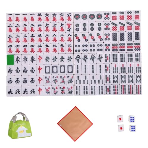 AOpghY Mahjong Set, 144pcs Mini Mahjong Game Set, 1 '' Reisegröße Mahjong -Karten 2023, Mahjong -Fliesen -Sets mit 4 Würfel, Tischtuch und Aufbewahrungstaschenspielzeug & Spielen von AOpghY