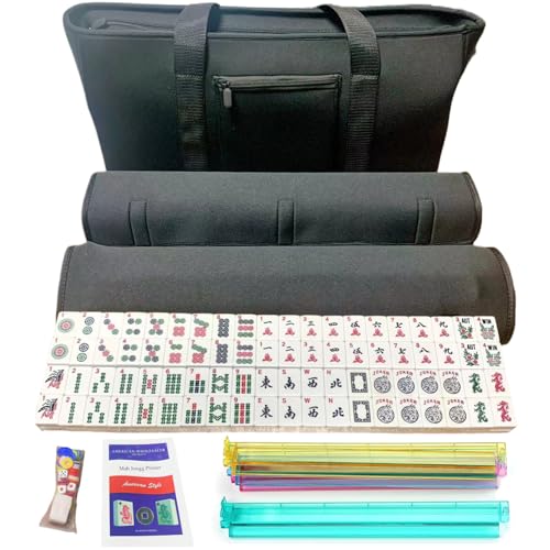 AOpghY Mahjong -Set tragbarer Klassiker in voller Größe Mahjong Fliesen -Set mit 166 Premium -Fliesen, Black Diving Stofftasche Amerikanische Mahjong Set Fliesenspiele von AOpghY