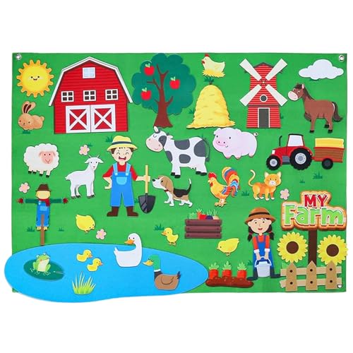 AOpghY Nutztiere 41 x 30 Zoll Filzgeschichte Brett Frühes Lernen Interaktiver Wand Hanging Felting Board für Kleinkinder Familie Weihnachten Rollens Spielen Neuheiten Dress-up Vorräte von AOpghY