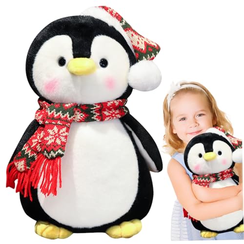 AOpghY Penguin Plüsch, süßes Pinguin -Stofftier mit roter Hut und Schal 14 dekorative Weihnachtsgefüllte, weiche Körper Pengy Penguine Penguin Plüsch von AOpghY