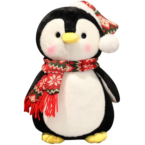 AOpghY Penguin Plüsch 10 Zoll Weihnachtspenguin gefülltes Tier mit Hut und Schal mit niedlicher Ausdruck kuscheliger Baumwoll -Stofftiere Penguin Plüsch von AOpghY