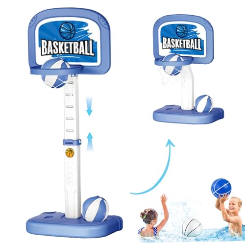 AOpghY Pool Basketball Hoop, verstellbare Höhe Pool Basketball Hoop Pool mit 2 Bällen, Plastikbasketball -Hoop für Kindergeschenke, Außenpool -Basketball -Hoop im Freien von AOpghY