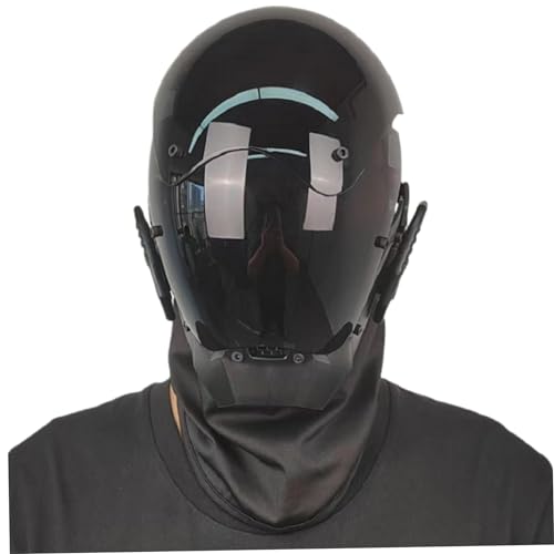 AOpghY Punkmaske für Männer Schwarze futuristische Maske PC Dekorative Lehrmaske Cyber ​​-Maske für Cosplay Party Halloween Music Festival Dress Up Supplies von AOpghY