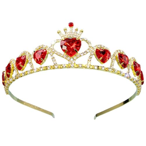 AOpghY Rote Krone, rote Herz Strasskronen für Frauen, elastische Metallprinzessin Kronstirnband, rote Tiaras für Frauen Mädchen Haarzubehör Geschenke Prinzessin Krone von AOpghY