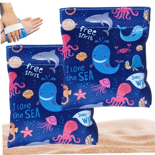 AOpghY Sandentferner für Beach, 2 PCS 4,1 x 5,1 Zoll Sandentfernungstasche mit Talkumpulver, Sandwischfäden für Strandparty, Urlaubsstil 2 Outdoor -Sportspiele und Spielsachen von AOpghY