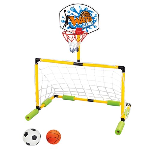 AOpghY Schwimmender Basketball-Hoop für den Pool, 2-in-1-Fußballtor ＆ Pool Basketball-Reifen, abnehmbares Basketballtor mit 2 Bällen für Kinder und Erwachsene schwebende Basketball-Reifen von AOpghY